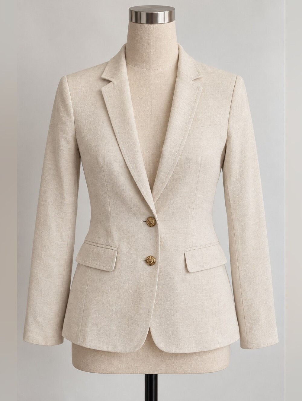 Banana Republic Ivory Linen Blend Two-Button Blazer Size 8